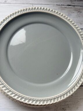 Harkerware Neutral Gray Stoneware Dinner Plate with Cream Rope Rim 7 available
